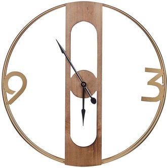Beliani Beliani - Reloj De Pared Mdf Marr&oacute;n &Oslash; 50 Cm Efecto Madera Interiores R&uacute;sticos Cocina Dormitorio Sal&oacute;n Mulhouse
