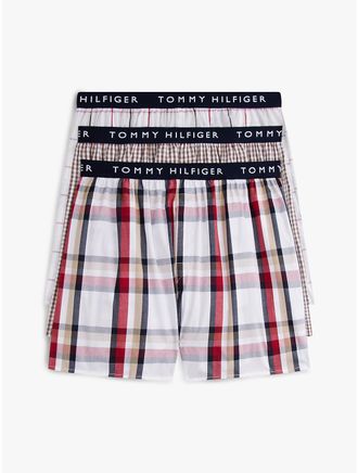 Tommy Hilfiger Mens Printed Woven Boxer 3-Pack - Beige - XL