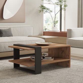 Dmora Mesa De Centro Cigliano, Un Compartimento, Forma Rectangular, Tono Marr&oacute;n, 80x55x35h Cm Roble Marr&oacute;n