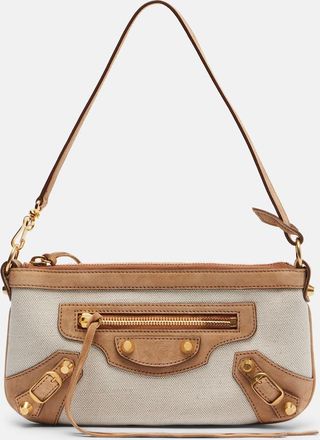 Balenciaga Le City Mini canvas and suede shoulder bag
