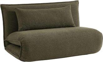 Sweeek Sill&oacute;n convertible de tejido borreguito texturizada, 2 plazas, verde