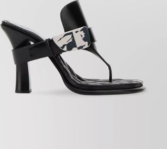 Burberry thong mules leather block heel