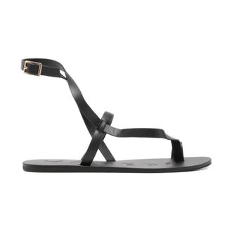 Maneb&igrave; Flat Sandals, female, Black, Size: 11 US Leather Sandals