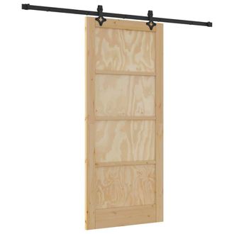 Berkfield Home Sliding Door with Hardware Set ORKDALSolid Wood Pine in Beige