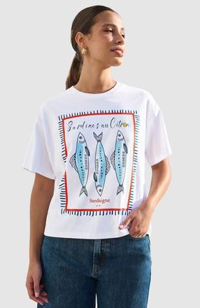 Yumi Cotton Summer Motif T-Shirt in White at Nordstrom, Size Medium