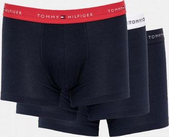 Tommy Hilfiger Mens Tommy Hilfiger 3 Pack Mens Colour Waistband Trunks - Primary Red/White/Desert Sky - Black - Size: 37/36/32
