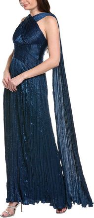 Marchesa Crimped Satin Gown