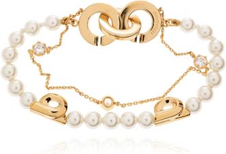 Ferragamo Pearl Gancini Double Strand Bracelet - Dames - Armbanden - Geel - ONE Size - Accessoires