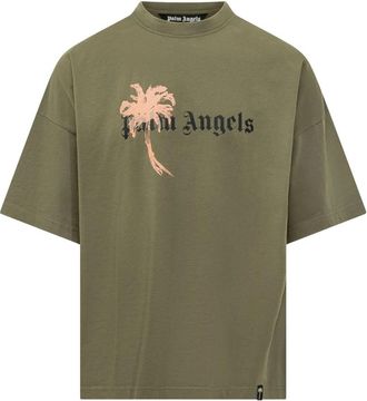 Palm Angels Palm Drift Loose TEE - Heren - T-shirts - Groen - L - Katoen - Tops