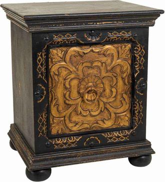 Wanderlust Deco Mesita De Madera Tallada Negra 50x40x59