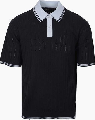 Paul Smith Mens PAUL SMITH SWEATER SS POLO DARK NAVY - Size: 42