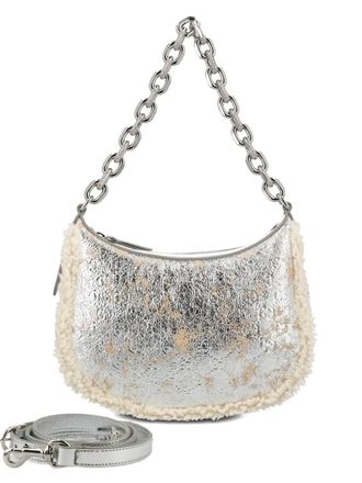 Gucci medium GG Emblem shoulder bag - women - Calf Leather/Lamb Shearling - One Size - Silver