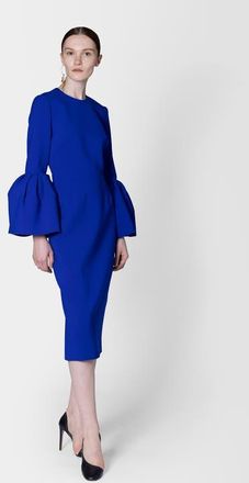 Roksanda Ilincic Margot Round Neck Long Sleeve Midi Dress in Iris at Nordstrom, Size 6
