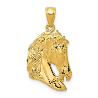 Diamond2Deal 14k Yellow Gold Solid Polished Open-Backed Horse Head Pendant