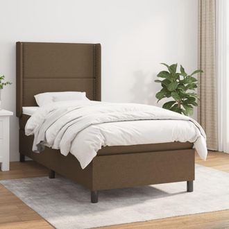 vidaXL Vidaxl - Cama Box Spring Con Colch&oacute;n Tela Marr&oacute;n Oscuro 90x190 Cm