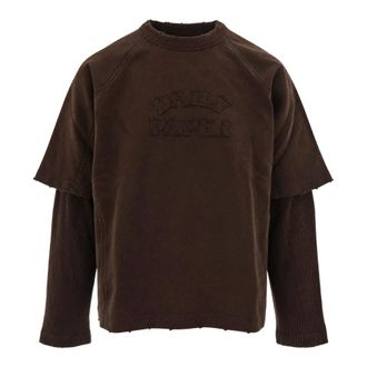 Daily Paper Clothing Boxy Contrast Sleeve Raglan T-Shirt - Heren - Tops - Bruin - Maat: S Katoen