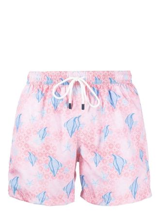 Fedeli fish-print swim shorts - men - Microfibre - S - Pink