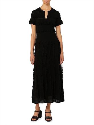 Max Mara Patterned Viscose Yarn Dress In Black