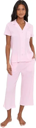 Karen Neuburger Petite Short Sleeve Notch Top Capri Pajama Set Womens Pajama Sets Simple Dot : PXL (US 18P-20P), Cotton/Polyester
