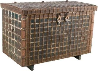 Biscottini International Old wooden and iron chest L173XPR96XH120 cm