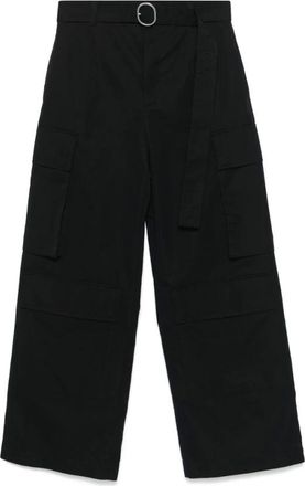 Jil Sander Broeken, Heren, Zwart, L, Broek met riem en zakken