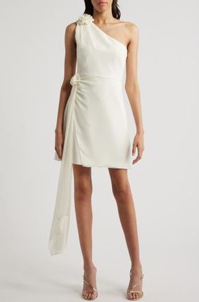 LIKELY Cassia Floral Detail One-Shoulder Cocktail Minidress in White at Nordstrom Rack, Size 12