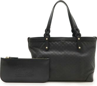 Gucci Black Leather Handbag Tote Bag (Pre-Owned)
