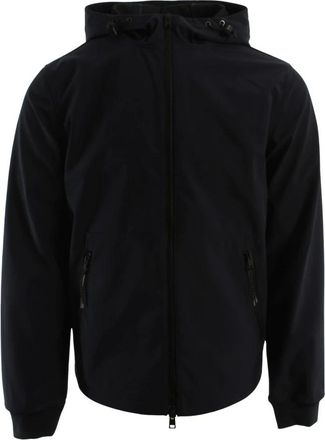 Woolrich Soft Shell Full-Zip Hoodie - Heren - Zomerjassen - Blauw - XL - Polyester - Jassen