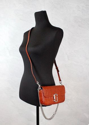 Marc Jacobs Embossed Croc-Textured Leather Crossbody Bag - Brown