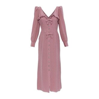 Alessandra Rich Shirt Dresses, female, Pink, Size: 2XS Polka Dot Midi Dress