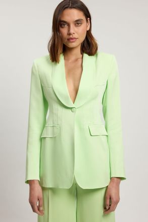 Karen Millen Womens Structured Satin Viscose Tailored Blazer - Mint - Size 14 UK