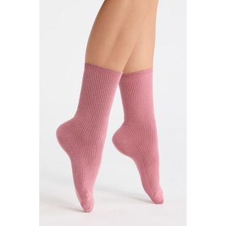 Nordstrom Everyday Rib Crew Socks in Pink Compact at Nordstrom, Size 9