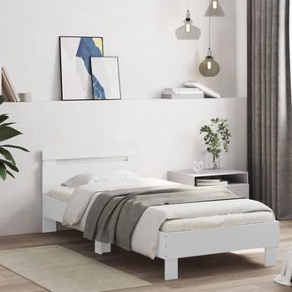 Berkfield Home Durable Bed Frame with Headboard & LED Lights White 90x190 cm Single
