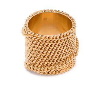 Dries Van Noten Rings, male, Yellow, Size: S Chain-Detail Ring