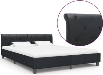 vidaXL Estructura De Cama De Cuero Sint&eacute;tico Negro 160x200 Cm Vidaxl