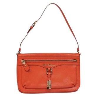 Ferragamo Pre-owned Shoulder Bags, female, Orange, Size: ONE SIZE Pre-owned Leather Shoulder Bag