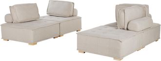 Beliani Beliani - Sof&aacute; 4 Plazas De Poli&eacute;ster Beige Madera Clara Modular Escandinavo Moderno Tibro