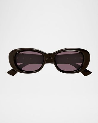 Gucci GG Logo Oval Plastic Sunglasses