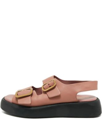 Tod's double-buckle leather sandals - Pink