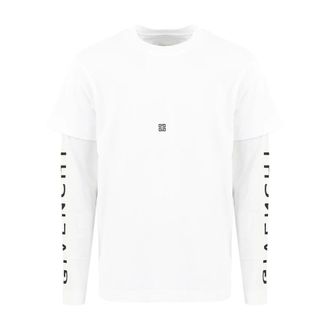 Givenchy Long Sleeve Tops, male, White, Size: XL Logo Printed Layered T-Shirt