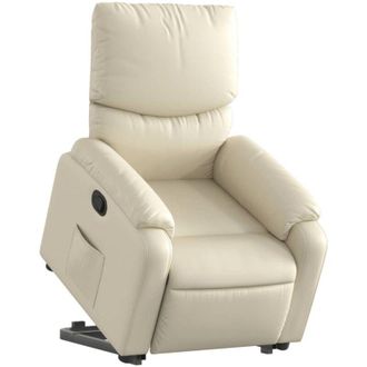 vidaXL Vidaxl - Sill&oacute;n Reclinable Elevable Cuero Artificial Color Crema