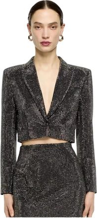 Roland Mouret Zwarte Kristal-geaccentueerde Korte Jas - Dames - Blazers - Zwart - XS - Polyester - Jassen
