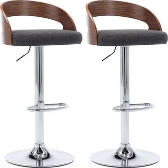 vidaXL Vidaxl - Taburetes Cocina 2 Unidades Tela Y Madera Curvada Gris Oscuro
