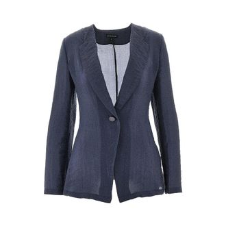 Emporio Armani Tecno creponne single-breasted jacket Woman 46