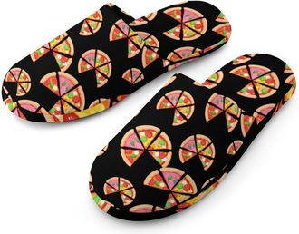 Generic Pizza Mens Cotton Slippers Memory Foam Comfort House Shoes Winter Indoor Slipper for Hotel Casa Spa