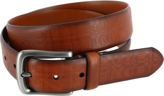 Trafalgar Store Caelen Plaid Embossed Leather Belt