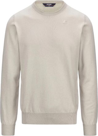 K-Way Mannen Crewneck Sweater - Heren - Ronde hals truien - Beige - S - Katoen - Truien & Vesten