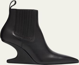 Rick Owens Leather Cantilever-Heel Ankle Boots
