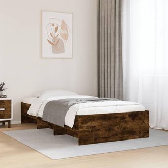 Berkfield Home Bed Frame without Mattress Smoked Oak 90x200 cm Engineered Wood in Brown