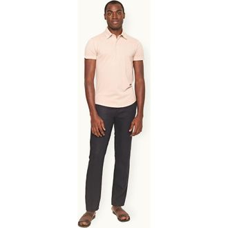 Orlebar Brown Cornell Linen Tailored Fit Washed Linen Trousers in Night Iris Ii at Nordstrom, Size 38